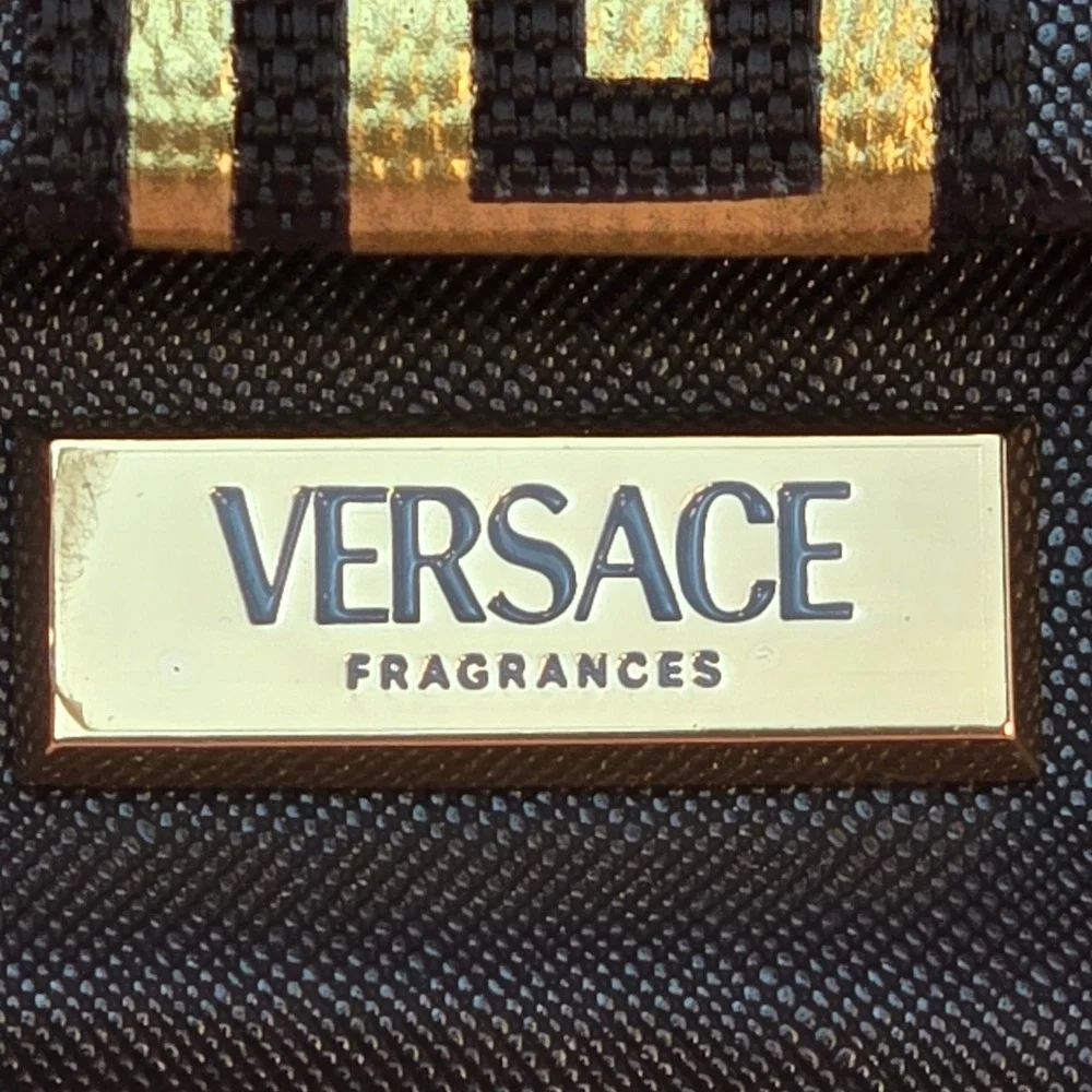 Versace Fragrances Black Gold Greek Key Cosmetic Pouch Toiletry Travel Bag